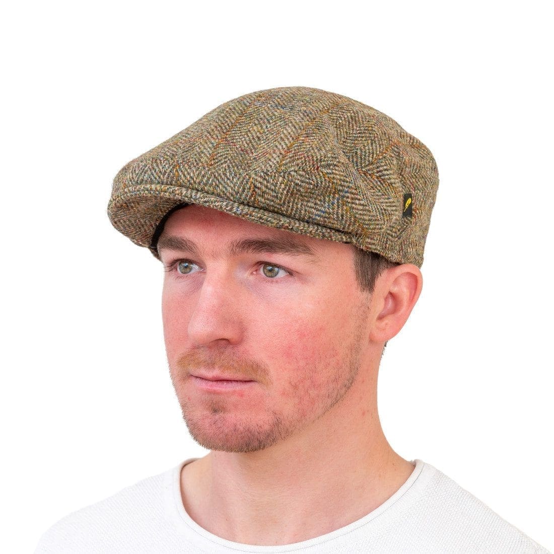 Harris Tweed Flat Cap – Green Brown Check Pattern