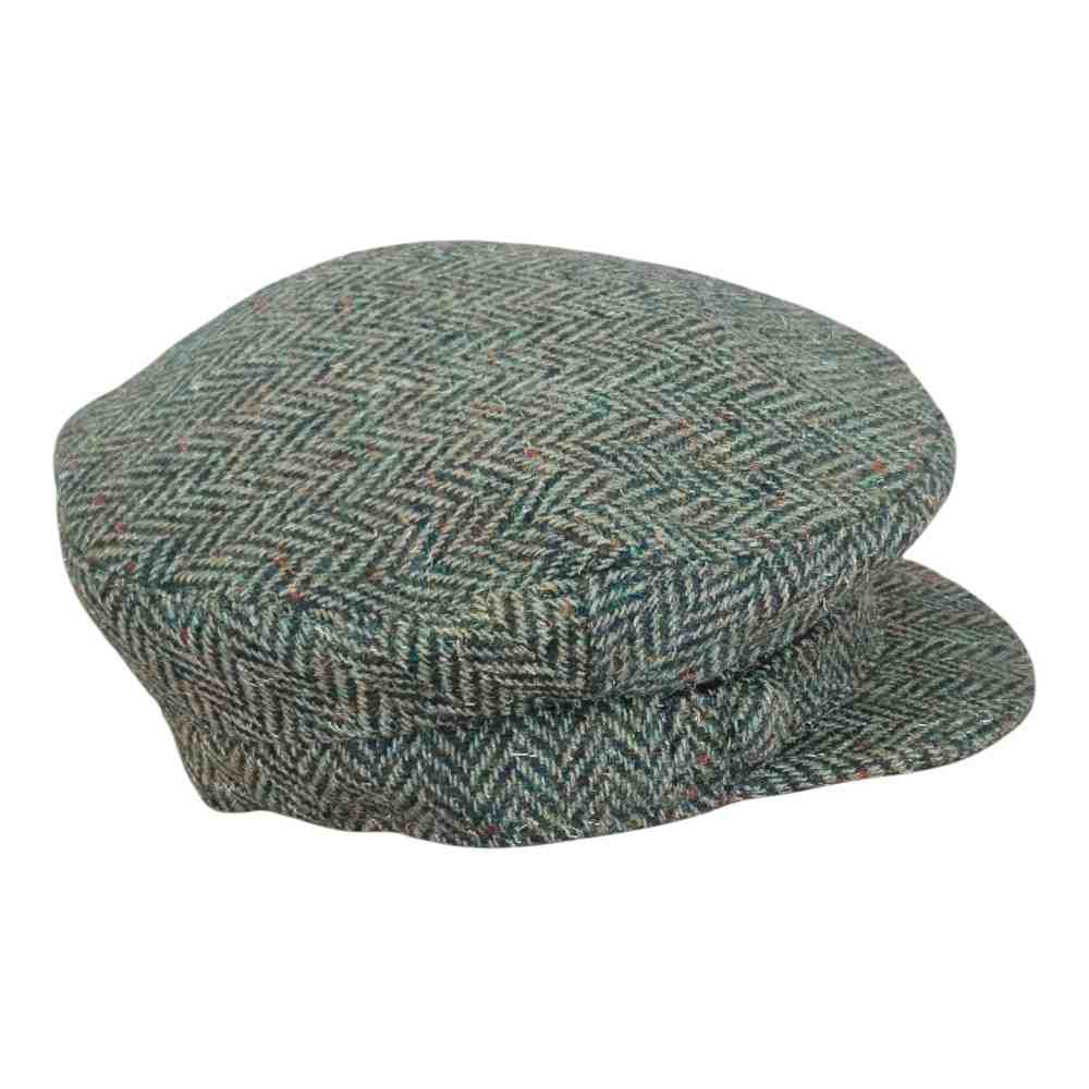 Green Herringbone Donegal Tweed Skipper Hat – Hatman of Ireland - Irish Caps – Heritage Style for Every Generation - Image 1