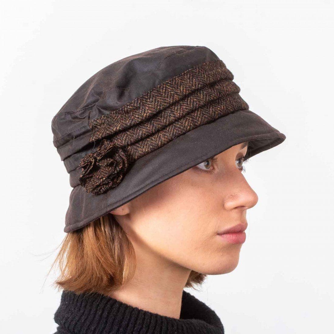 Katie Women’s Wax Hat – Brown Wax with Whiskey Brown Tweed Band