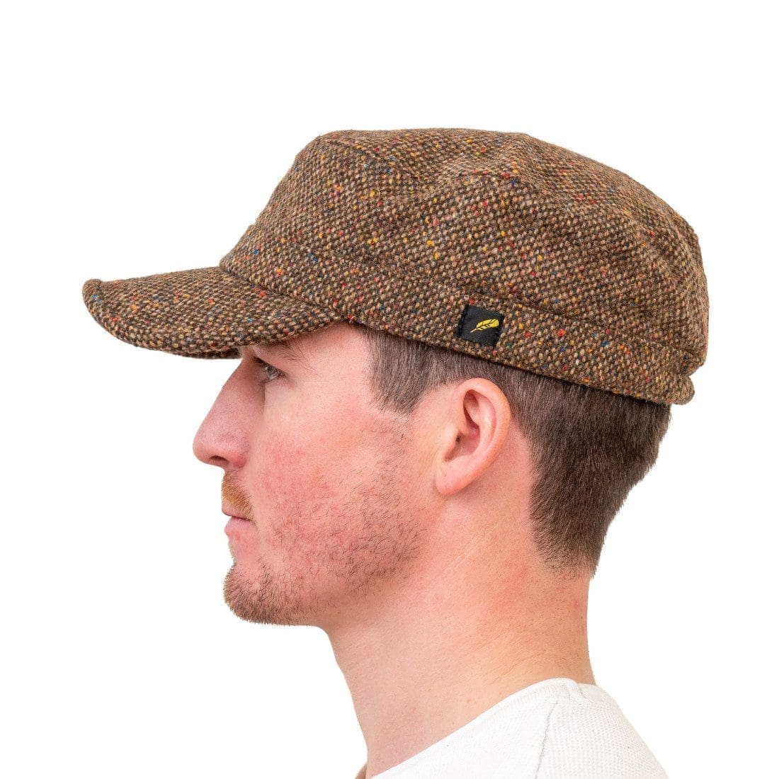 Kerry Tweed Military Hat - Cadet Cap - Brown Tweed - Irish Caps – Heritage Style for Every Generation - Image 1