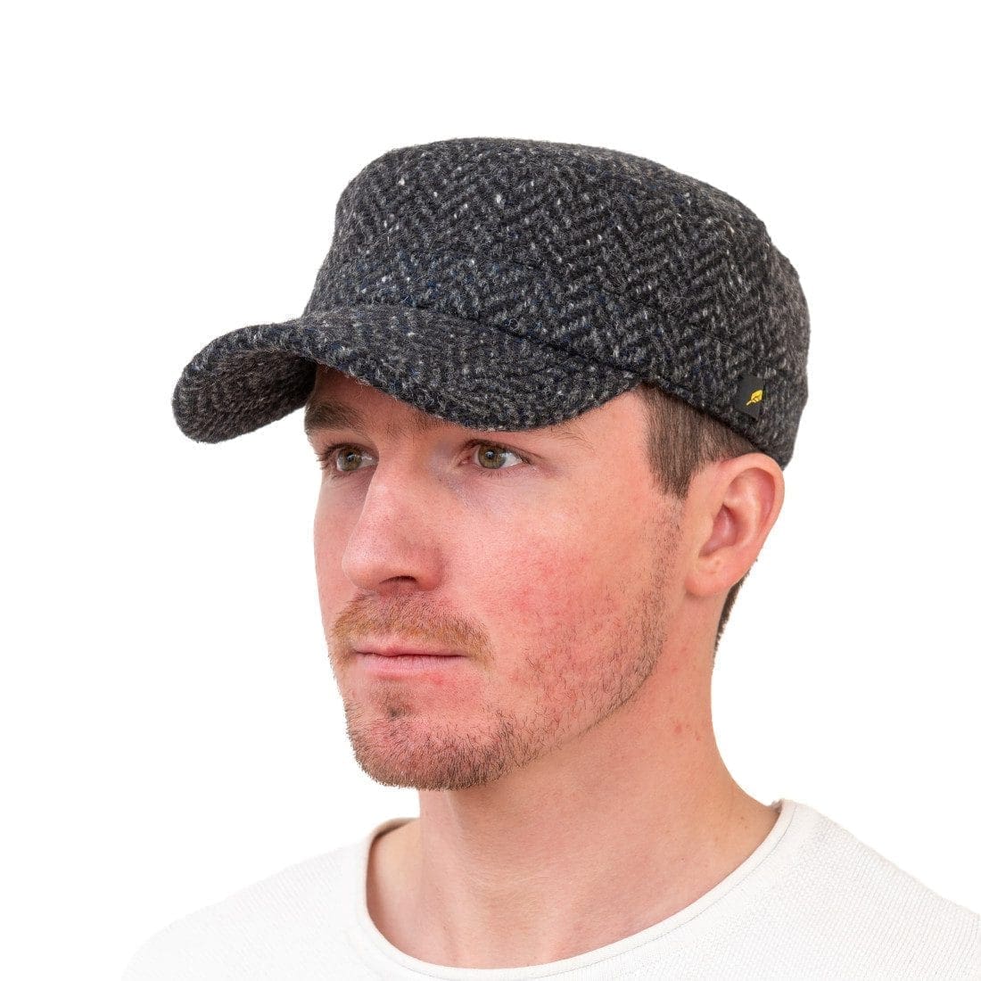 Kerry Tweed Military Hat - Cadet Cap - Dark Charcoal - Irish Caps – Heritage Style for Every Generation