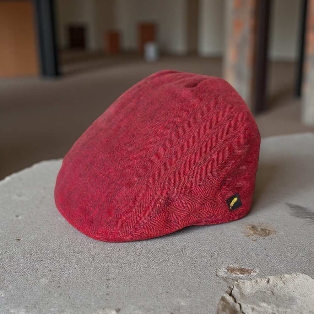 Irish Linen Cap in Claret Red – Handmade by Hatman of Ireland - Irish Caps – Heritage Style for Every Generation