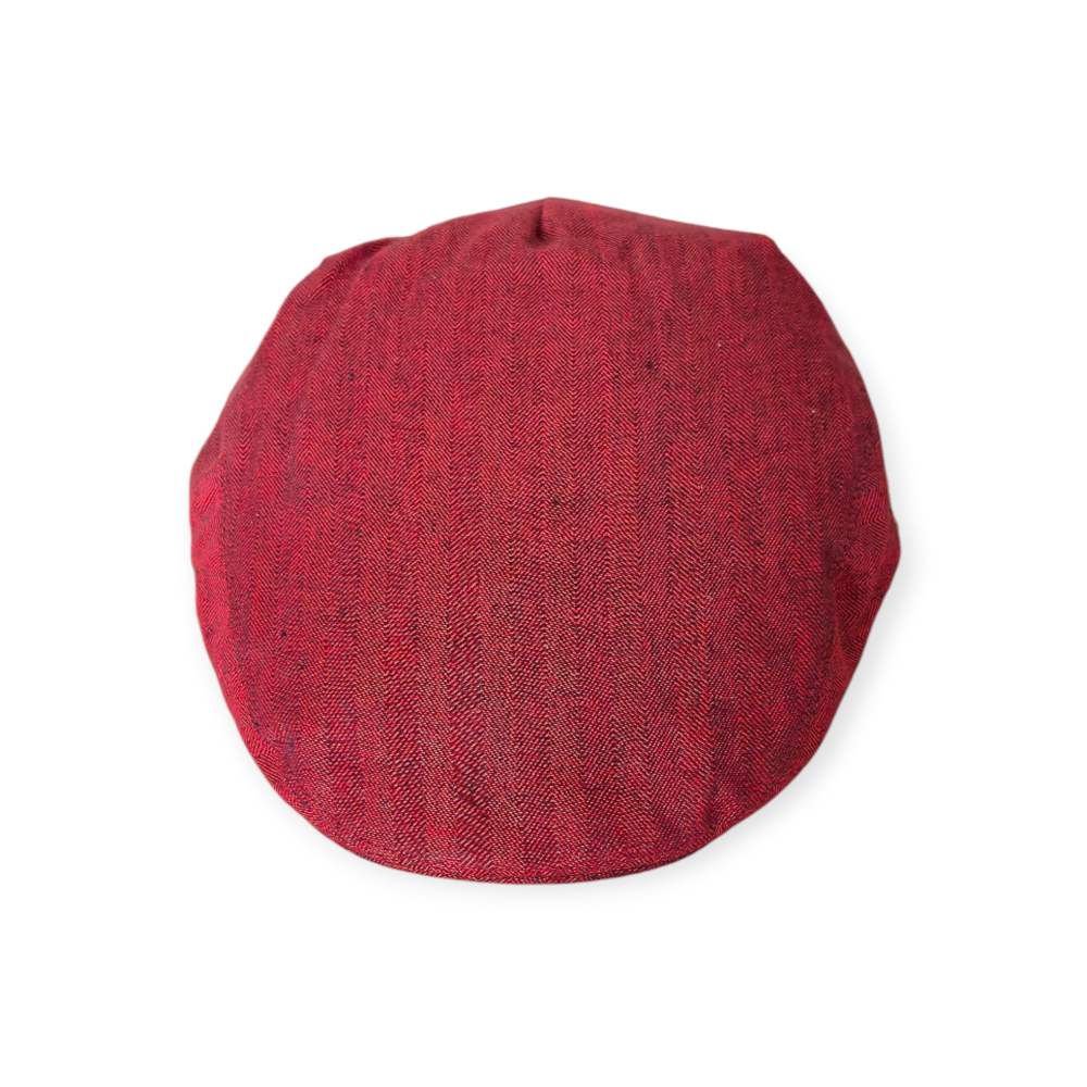 Irish Linen Cap in Claret Red – Handmade by Hatman of Ireland - Irish Caps – Heritage Style for Every Generation - Image 1