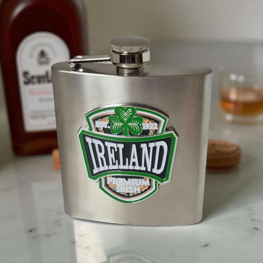 Shamrock Hip Flask – Stainless Steel Irish Design