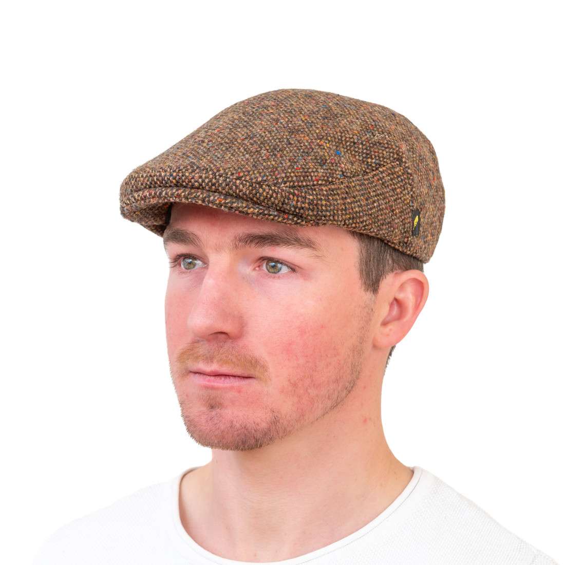 Brown Salt & Pepper Kerry Tweed Flat Cap - Heavyweight Tweed