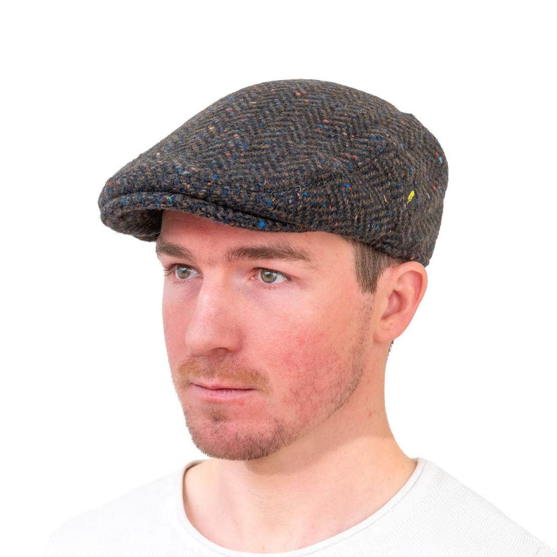 Peat Herringbone Kerry Tweed Flat Cap - Heavyweight Tweed