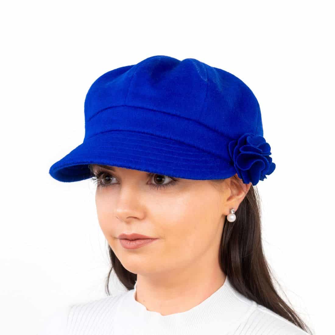 Women’s One Size Bakerboy Hat – Royal Blue Brushed Wool