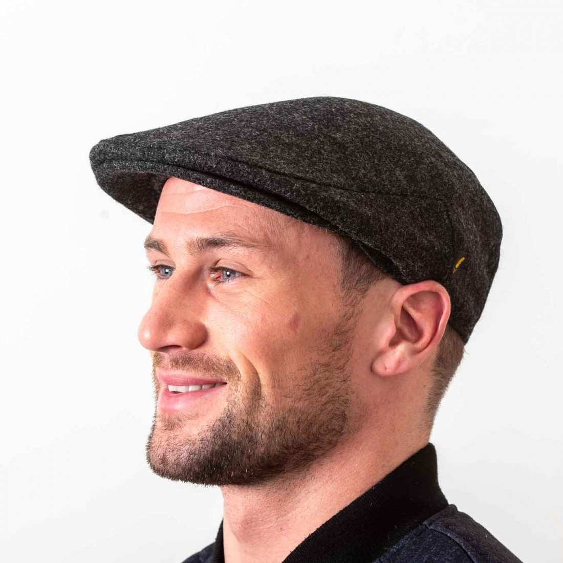 Dark Grey Pure Wool Flat Cap – Hatman of Ireland